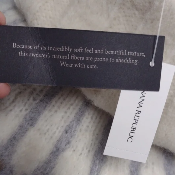 NEWBanana Republic51% Alpaca Cream Turtleneck Bosque Oversized Fair Isle Sweater - Picture 4 of 13